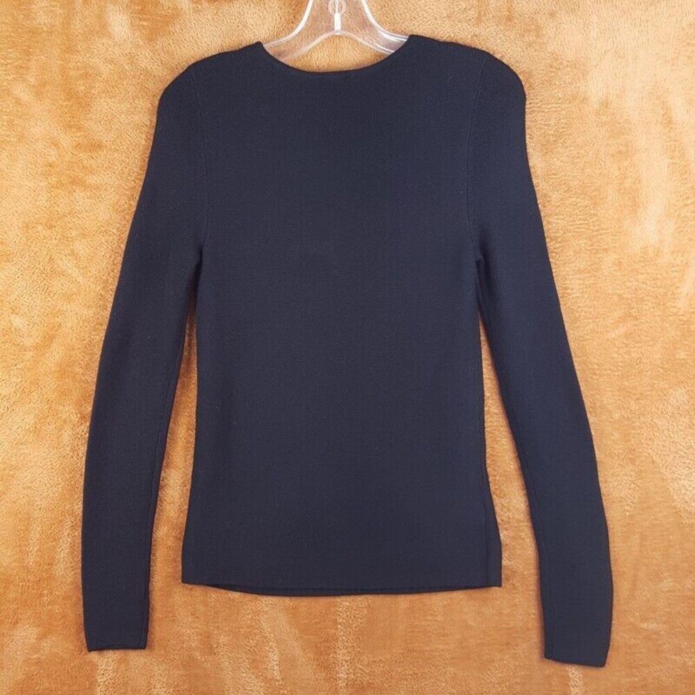 ANN TAYLOR Womens Sweater XS Black Pullover Crew Front Pockets Merino Wool Blend - Picture 4 of 8